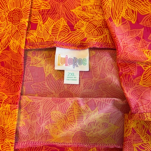 LuLaroe Azure A Line Knee Length 2XL Plus Size Skirt Vibrant Orange Floral EUC. - Picture 4 of 6